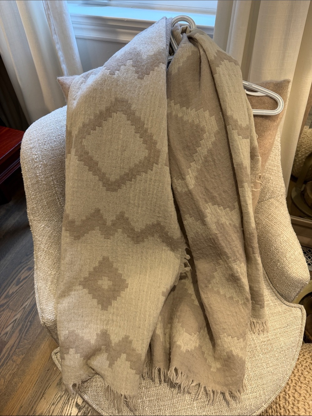 Wilfred Beige Diamond Pattern Scarf Wrap